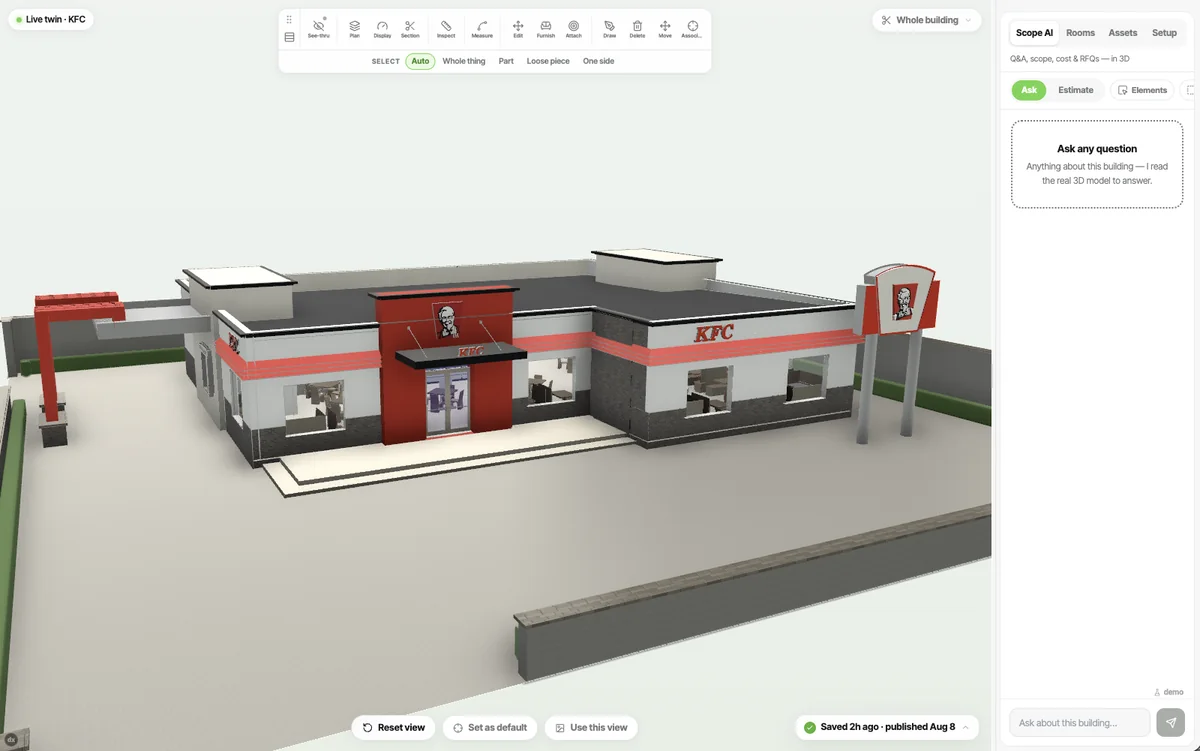 KFC, the exterior of the building twin