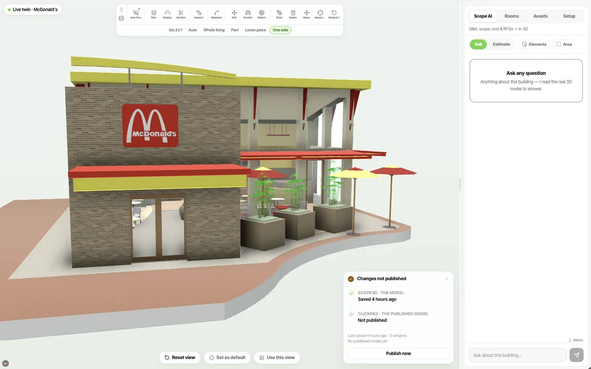 McDonald's, the exterior of the building twin