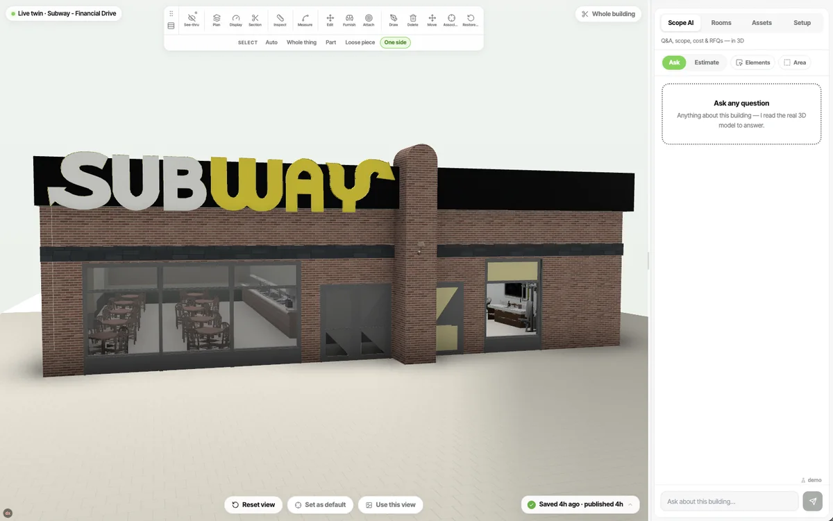 Subway, the exterior of the building twin